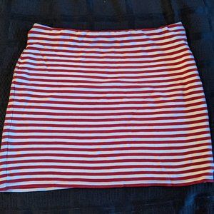 Red Mini Skirt -L White Stripe